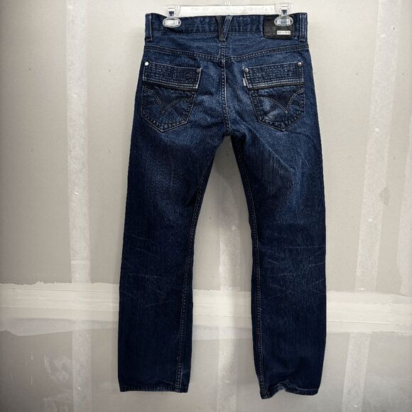 Silvertab Levis Straight Jeans Whisker & Stack Faded Mens 30x30 Dark Wash EUC - Picture 4 of 14